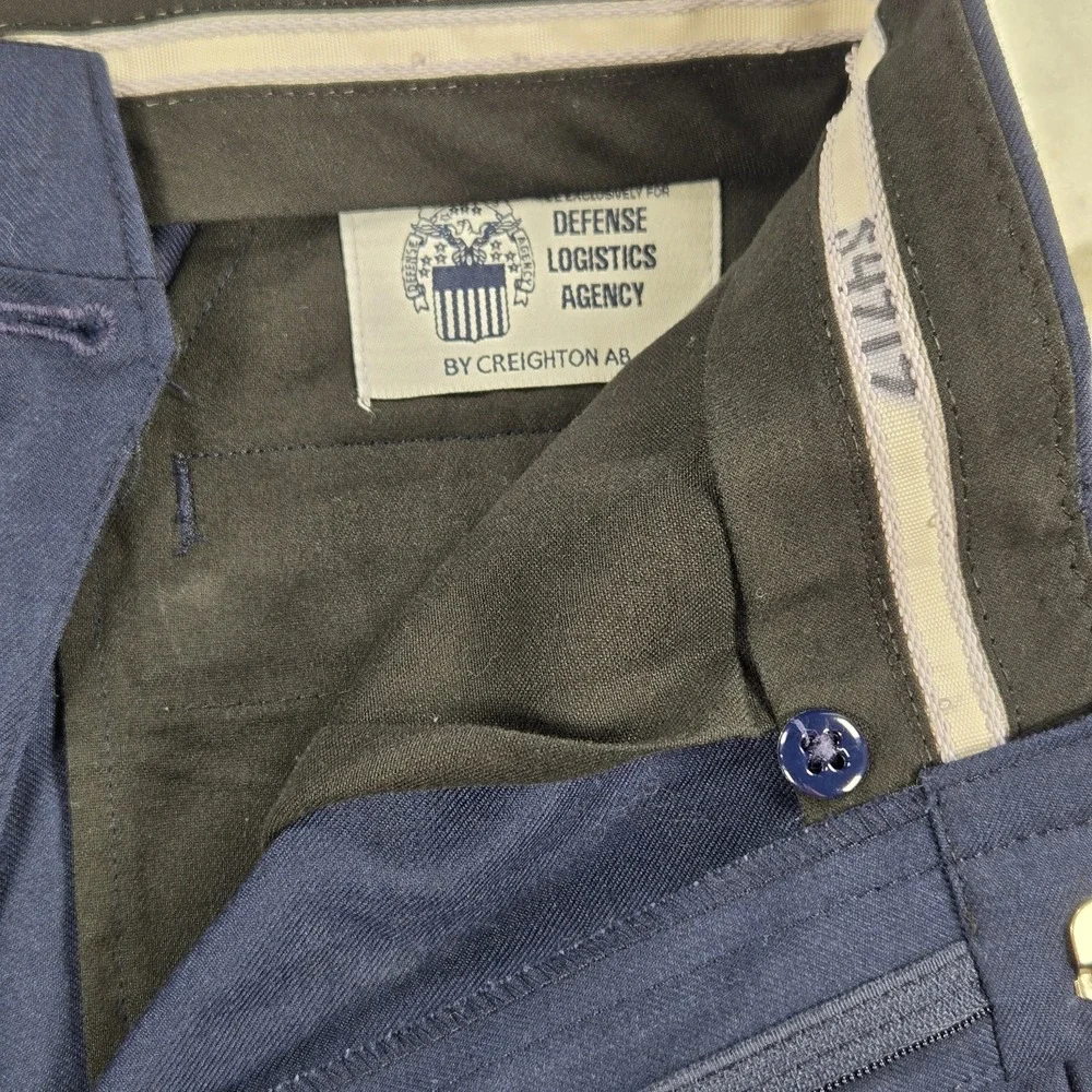 DLA Military Dress Trousers Men 31R Navy Blue Defense Logistics Agency Poly/Wool